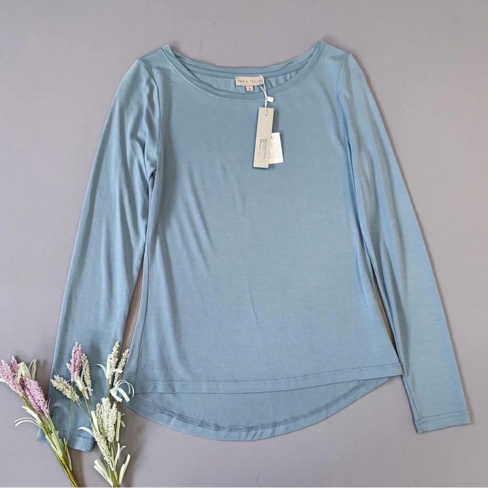 NWT! TRIM & TAILOR soft stretchy blue tee, S. - Picture 3 of 7